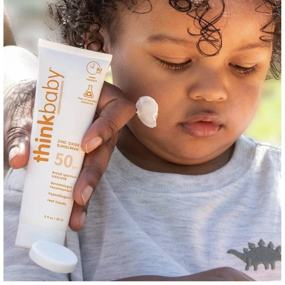 Thinkbaby SPF 50+ Baby Mineral Sunscreen 3oz Lot of 2 Zinc Oxide Water Resistant